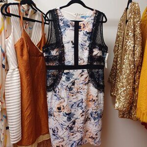 Antonio Melani Watercolor Lace Panel Shift Dress size 14